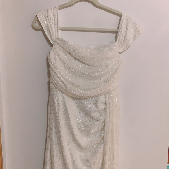 Dresses White Sparkle Dress Split Leg Size Xss Poshmark